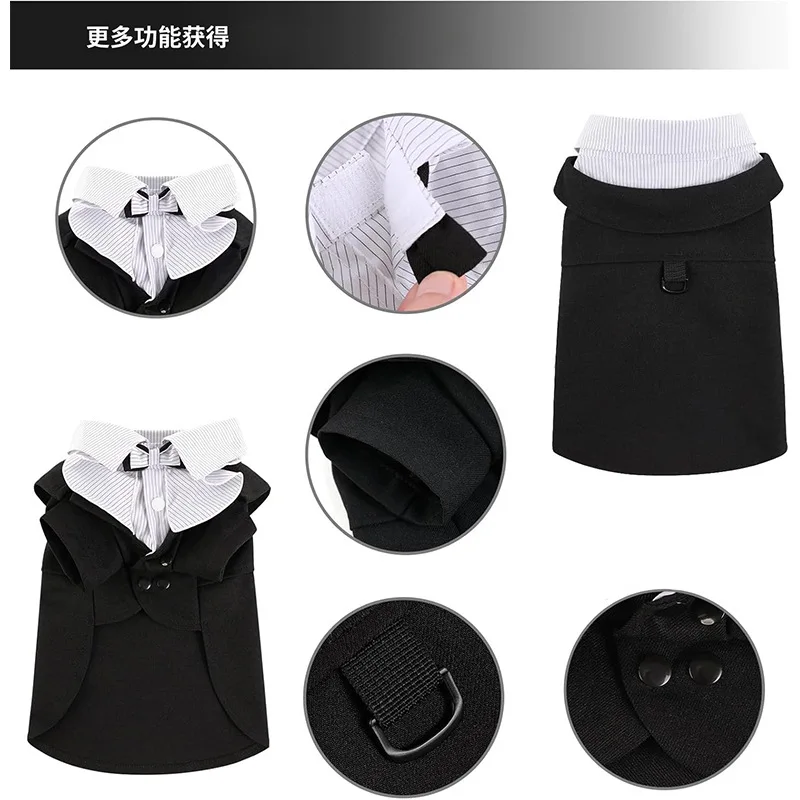 Traje de esmoquin para mascotas con pajarita - Camisa de boda formal para perros y gatos pequeños - Disfraz ajustable para fiestas navideñas y de Halloween - imagen 3