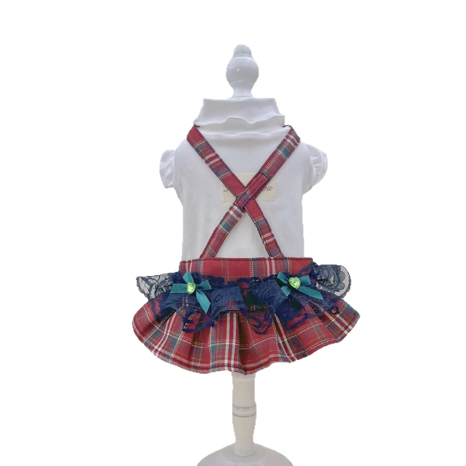 Falda con tirantes para otoño/invierno para mascotas, vestido deslizante con cuello alto, abrigo inferior, ropa para perros pequeños, ropa para cachorros - imagen 5