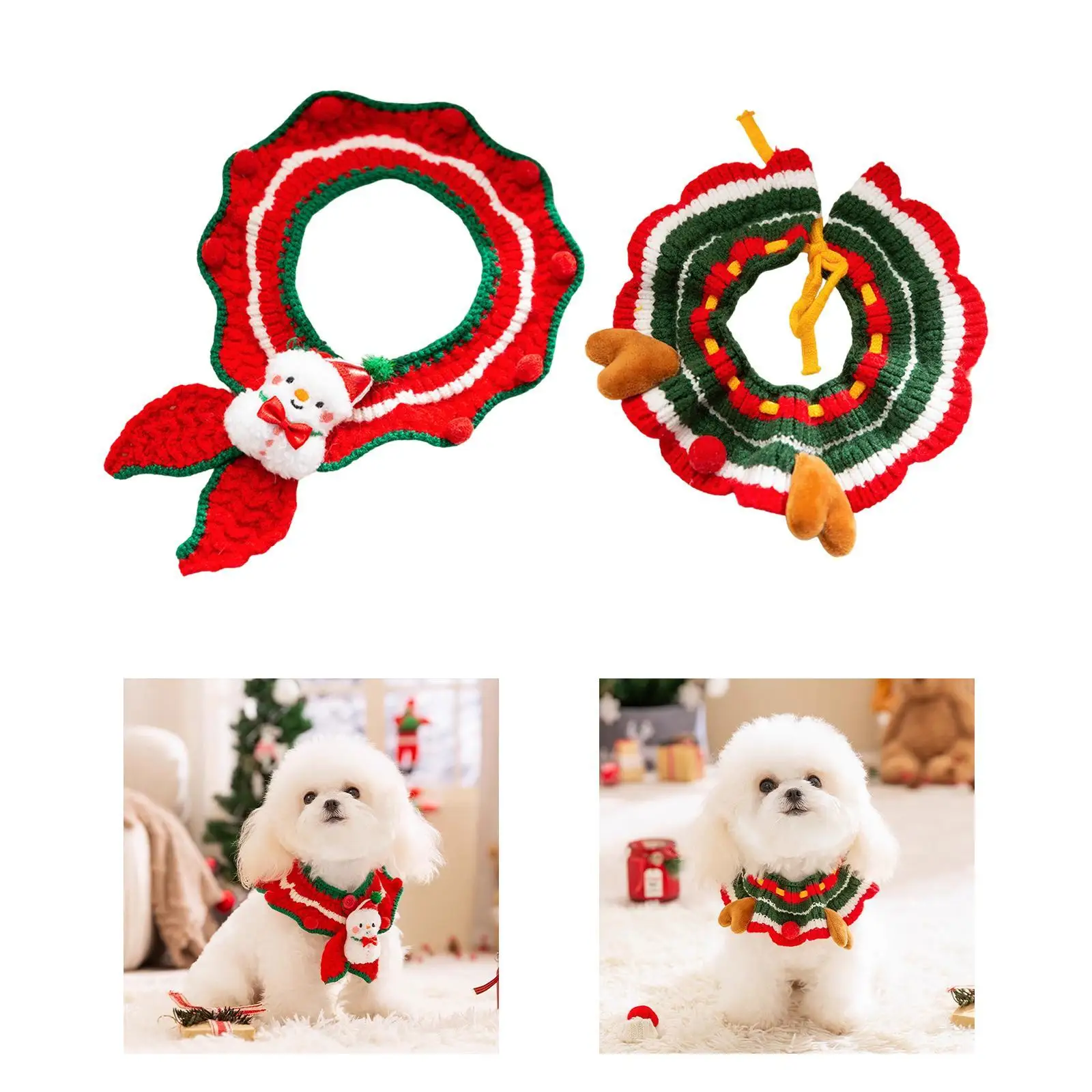 Knitting Cat Collar Festive Decoration Santa Claus Collar for Cat Kittens