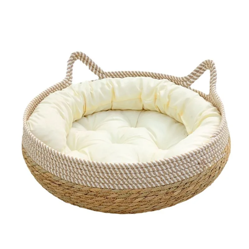 Cama de ratán para gatos y perros – Nido suave cómodo todo el año - imagen 5