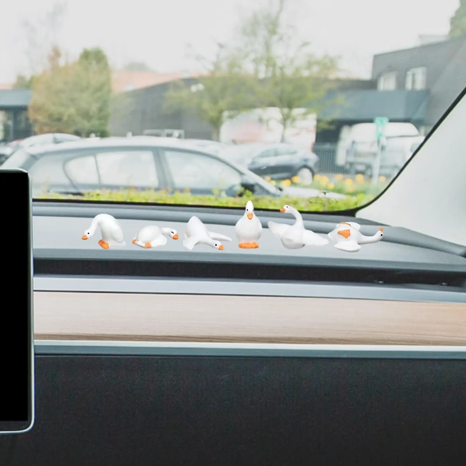 Figuras de ganso en miniatura para exhibición de oficina, regalos, decoración, Mini adornos de animales, estatuas de ganso pequeñas para mesa, sillas, hogar, 6 uds. - imagen 3