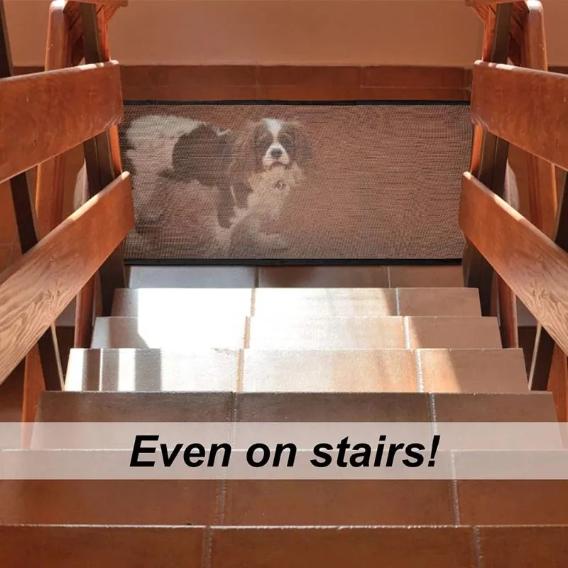 Puerta de seguridad para perros, valla de malla ingeniosa para interiores y exteriores, recinto de seguridad para perros, suministros para mascotas, puerta de seguridad para bebés - imagen 3