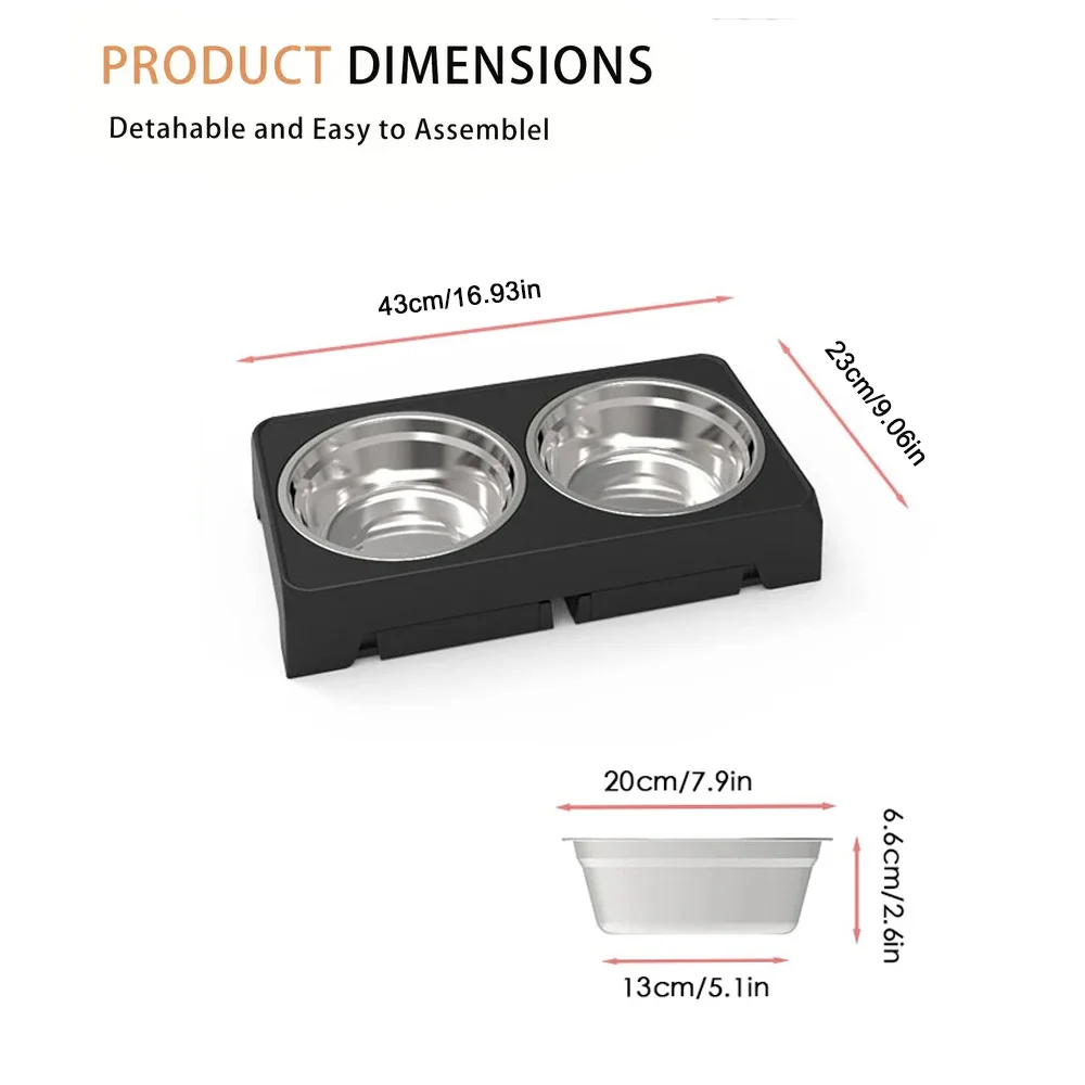 Comedero elevado para perros con doble cuenco de acero inoxidable - imagen 3