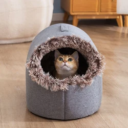 Cama nido térmica acolchada para gatos y perros – Cueva suave de confort