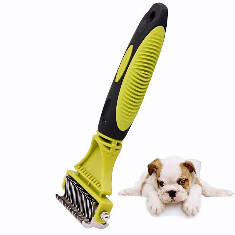 Peine para perros, cuchillo, cepillo para perros, cepillos para perros de acero inoxidable, removedor de pelo para mascotas, peines de doble cara para el cuidado de perros, limpieza del pelo de mascotas - imagen 4