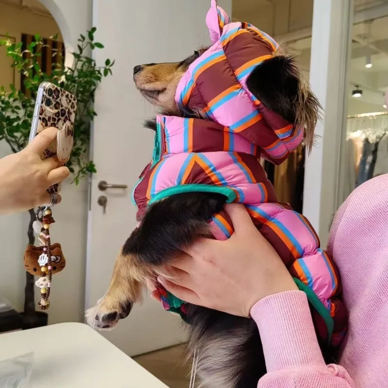 Ropa de otoño e invierno para perros, ropa cálida de algodón para perros, chaleco para cachorros y mascotas con sombrero, chaqueta para mascotas para perros pequeños y medianos al aire libre - imagen 4