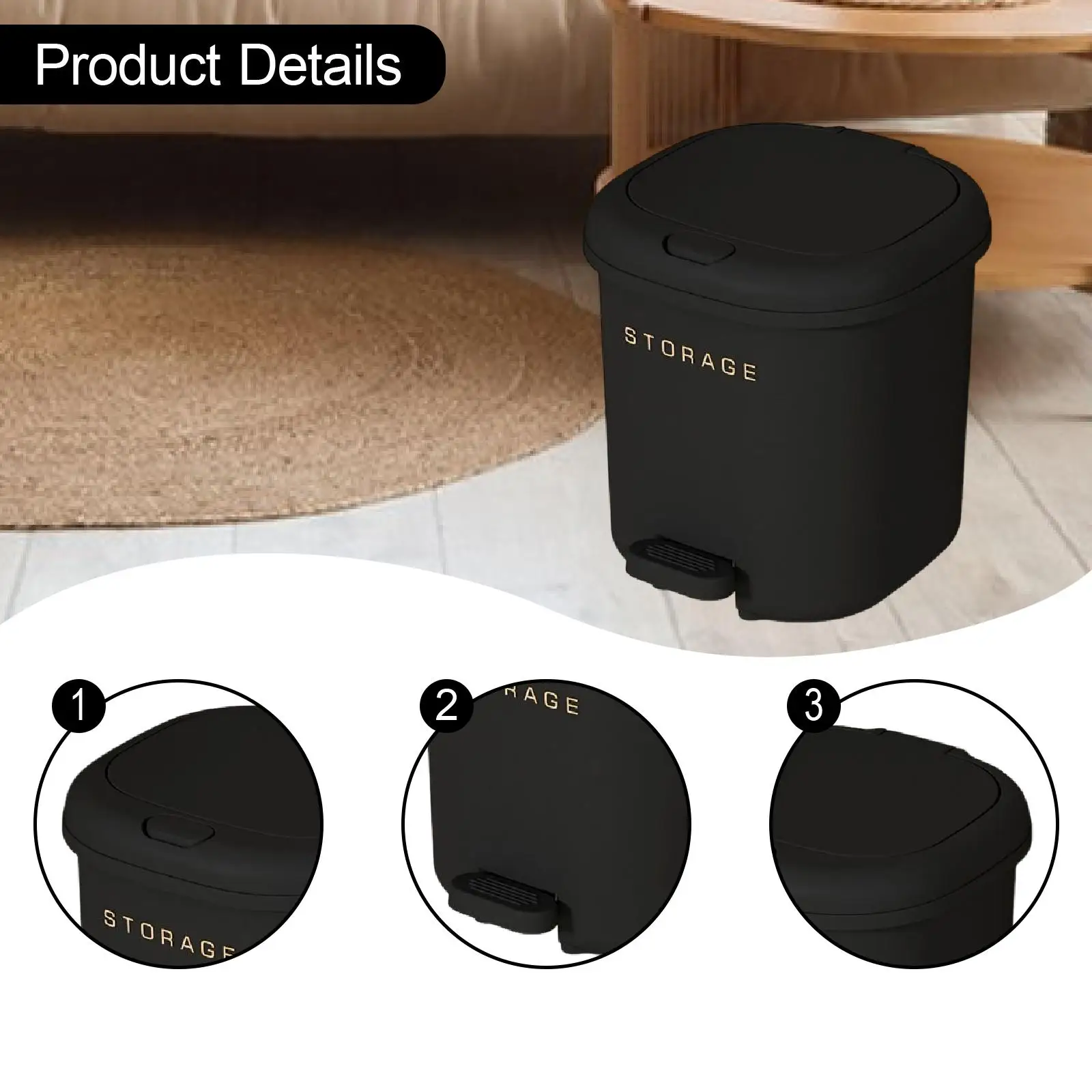 Tipo de prensa/regona de basura para baño, cocina versátil, cubo de basura para oficina con tapa, cubo de basura con Pedal - imagen 5