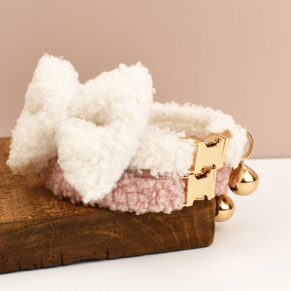 Otoño e Invierno, accesorios de campana con cuello de gato de piel de peluche, accesorios para cuello de gatito, se pueden personalizar con letras láser - imagen 2