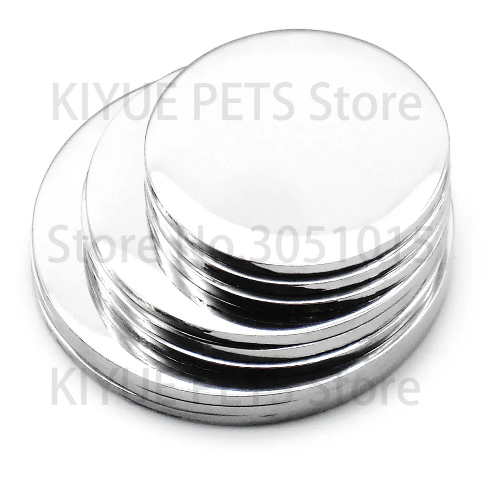 100 Uds. Espejo redondo de Metal para mascotas, tarjeta de identificación en blanco, etiqueta de identidad grabada con láser, Collar para mascotas, colgante con personalidad, joyería de acero inoxidable - imagen 3