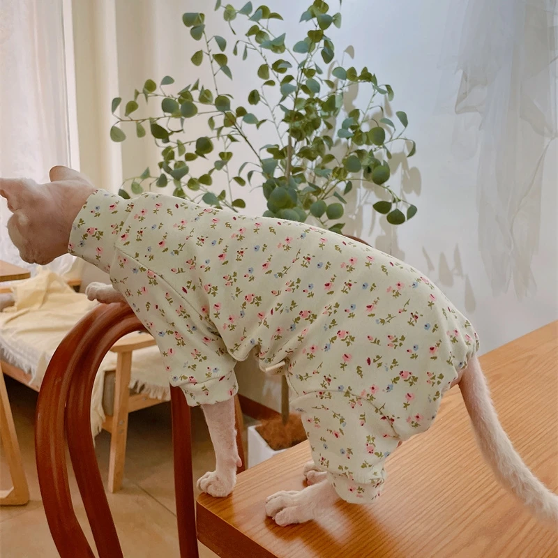 Sphynx Cat Abrigo cálido en primavera Ropa de gato sin pelo Mono de cuello alto de algodón suave para Devon Rex Sudadera dulce para gatitos - imagen 3