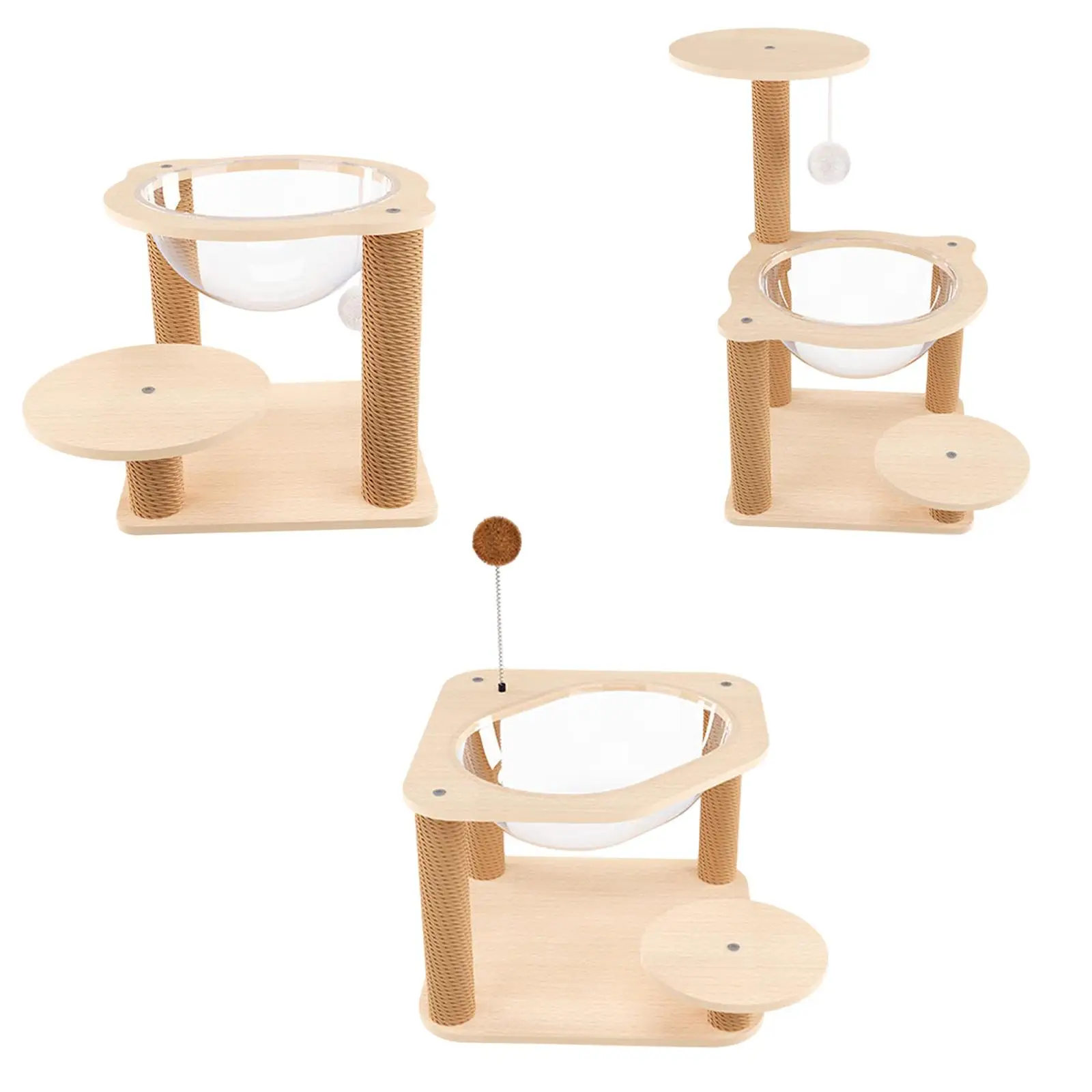 Wooden Cat Tree Activity Centre Stable Cat House Cat Hammock with Scratching Posts Cat Bed Cat Nest for Kitty Cats Kittens Bunny