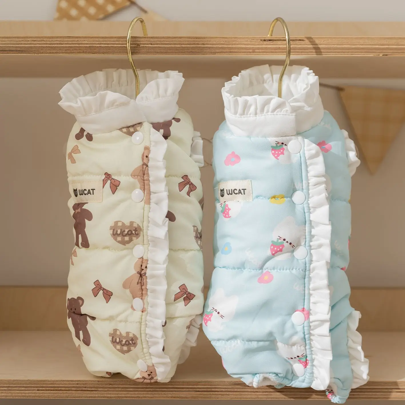 Mono para mascotas de otoño e invierno, ropa de casa de encaje de dibujos animados, pantalones de cuatro patas para Gato, ropa para perros pequeños, ropa para cachorros - imagen 2