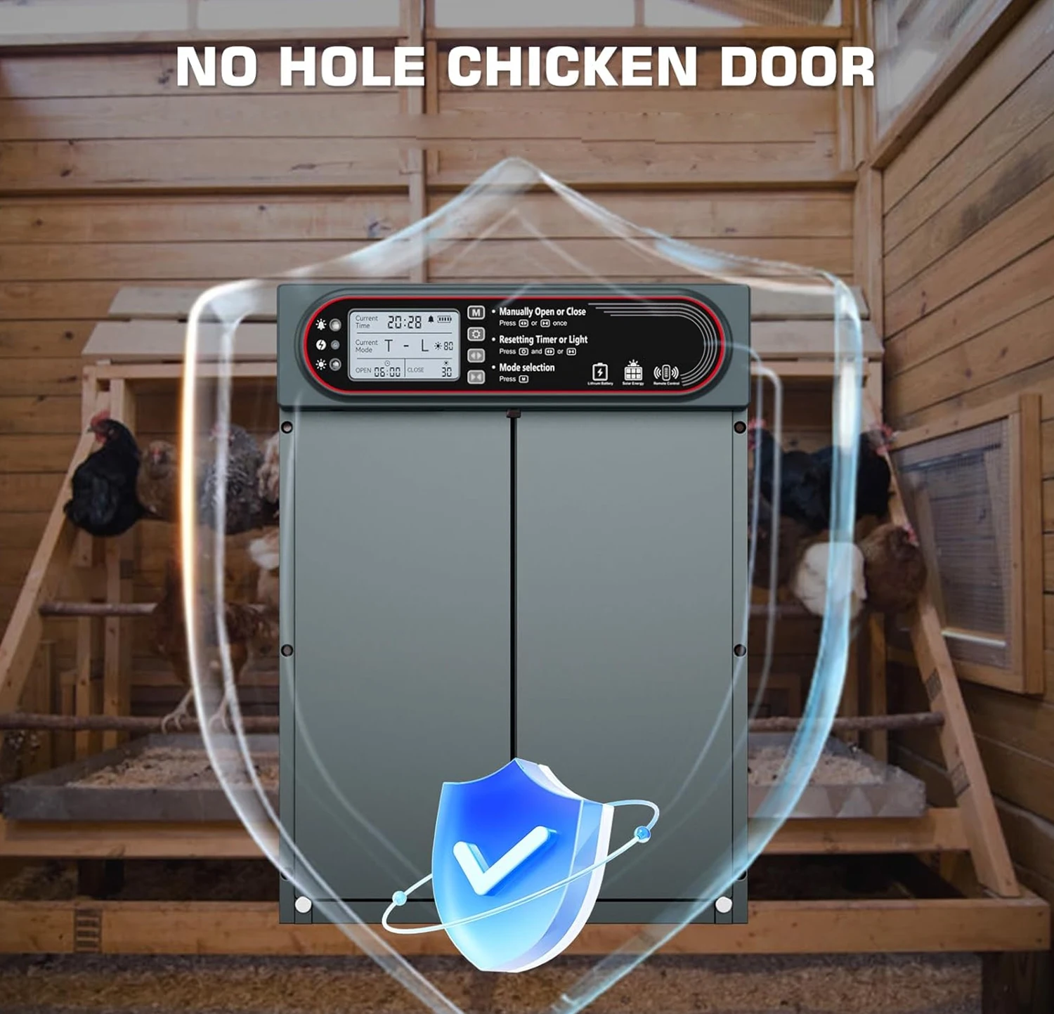 Puerta automatica para gallinero solar antipinzamiento y sensor de luz - imagen 4