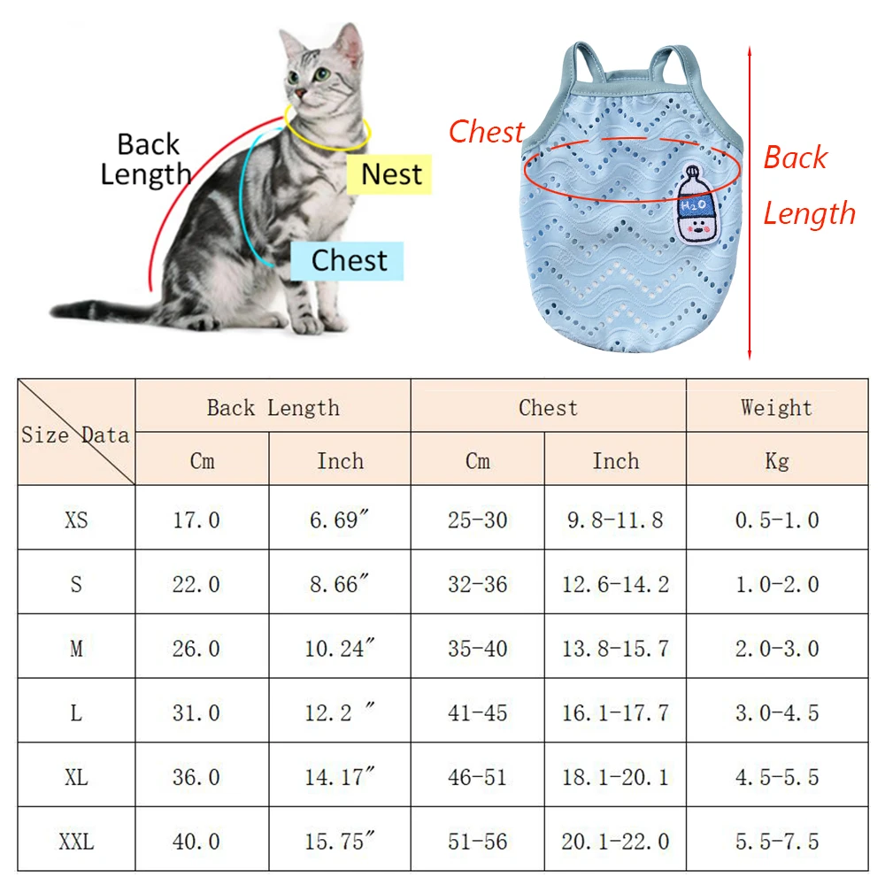 Ropa de malla transpirable para gatos Sphynx, camisola de verano para mascotas, chaleco para gatos, Gotas, gatitos, Garfield, camisas para perros, ropa para mascotas - imagen 2