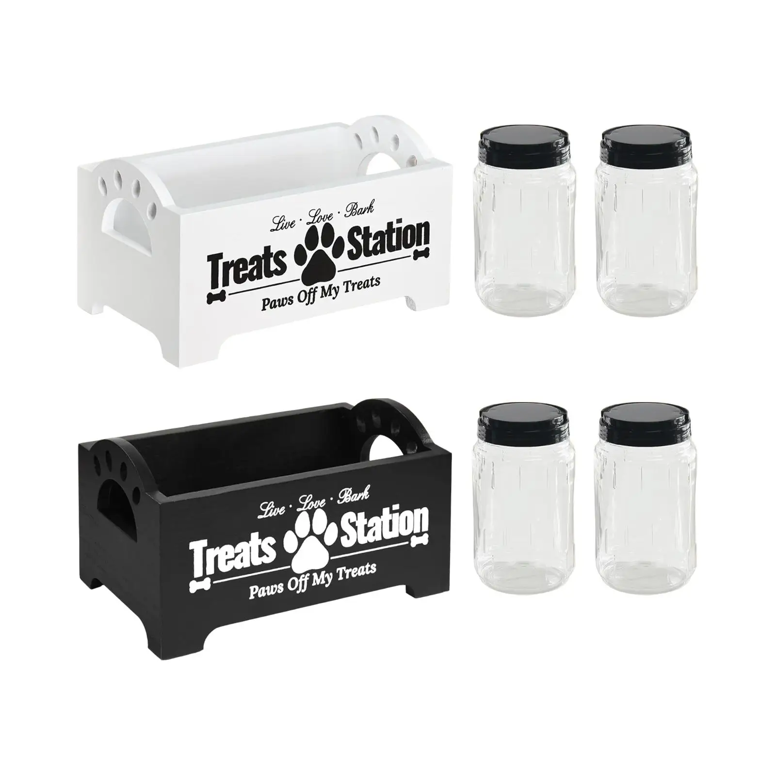 Pet Treat Holder with Jars for Kitchen Counter Modern Dog Food Treat Jar Set