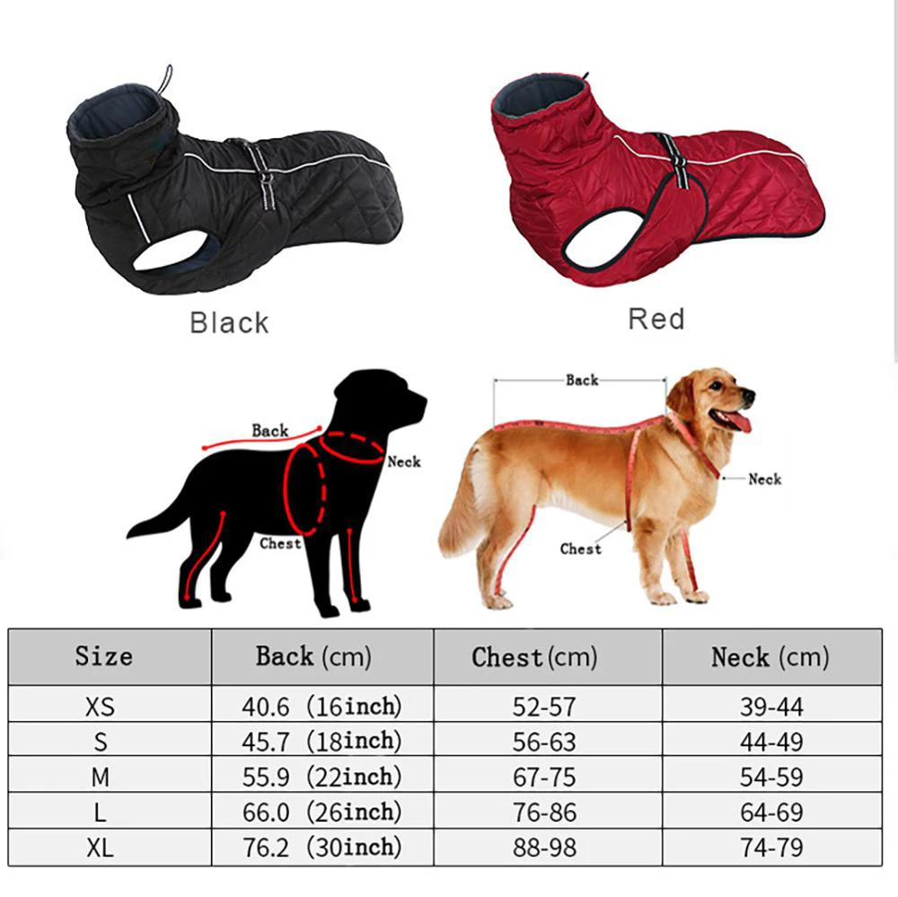 Chaqueta reflectante impermeable para perro, abrigo de algodón cálido para mascotas, ropa de Labrador para perros grandes y medianos, Invierno - imagen 4