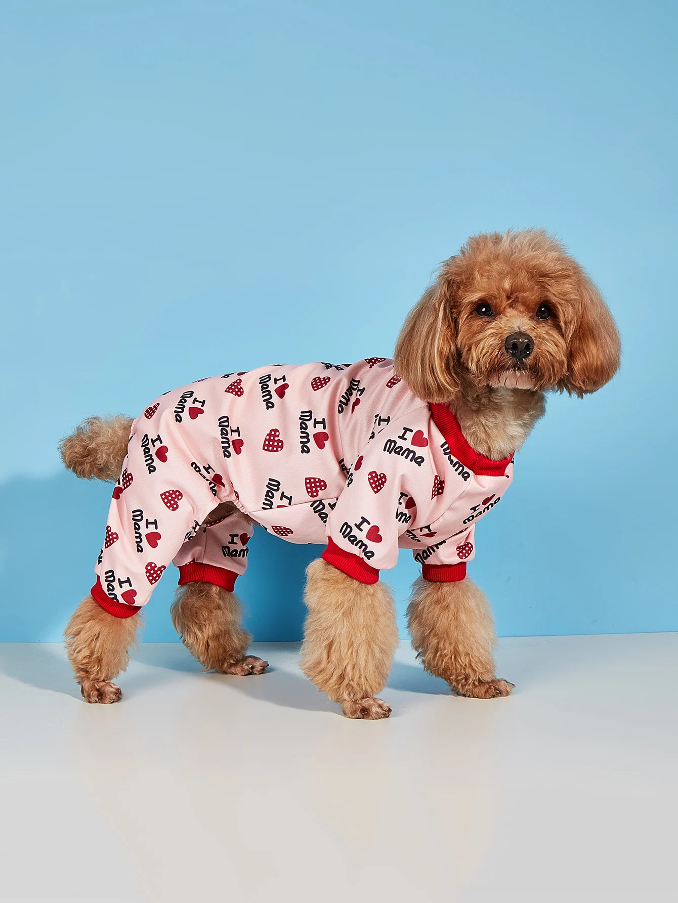Ropa para mascotas, mono con estampado de corazón para perro, pijama I LOVE mama I LOVE papa, ropa para perros y gatos, disfraz PJs para uso diario