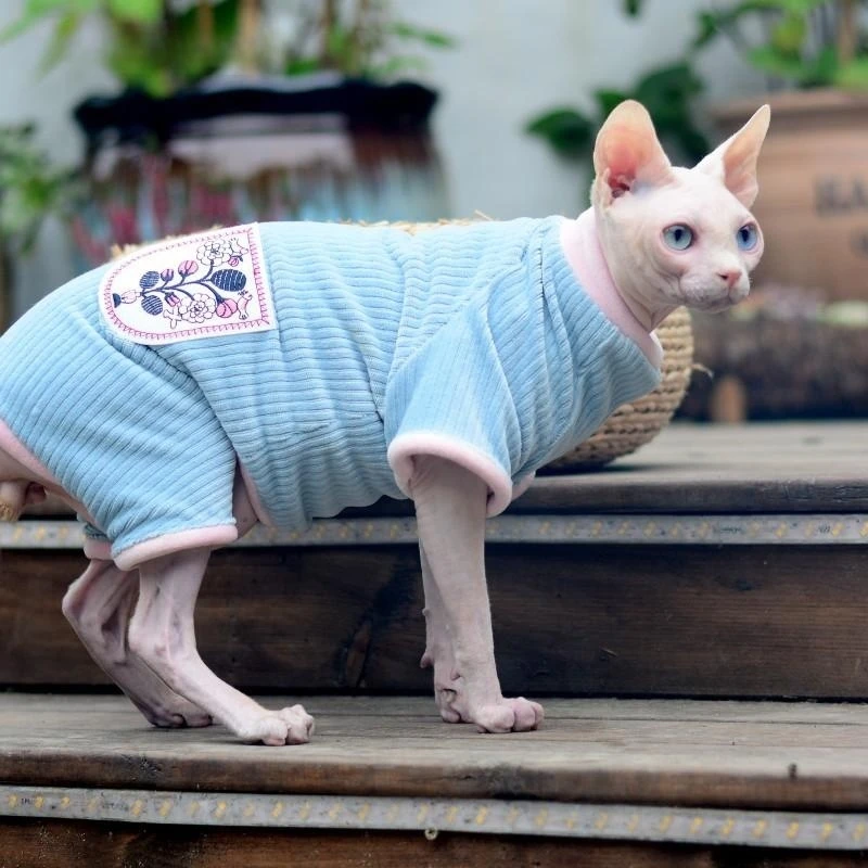 Sphynx Cat Sweater Perro sin pelo Ropa Soft Fleece Coat Turtleneck Pocket Jumpsuit para Devon Rex Ropa de invierno para gatos - imagen 5