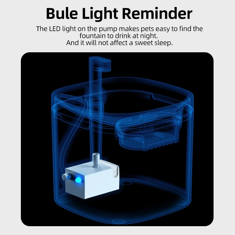 ROJECO-bomba de agua para fuente de agua para gatos, dispensador de agua transparente para mascotas de 1,5 l, accesorios de bomba de repuesto - imagen 4