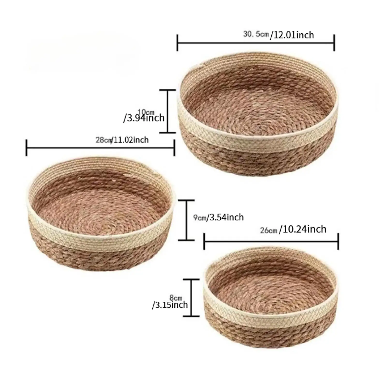 Food Serving Basket Picnic Basket Housewarming Gifts Portable Multifunction Round Storage Basket for Outdoor Camping Bread