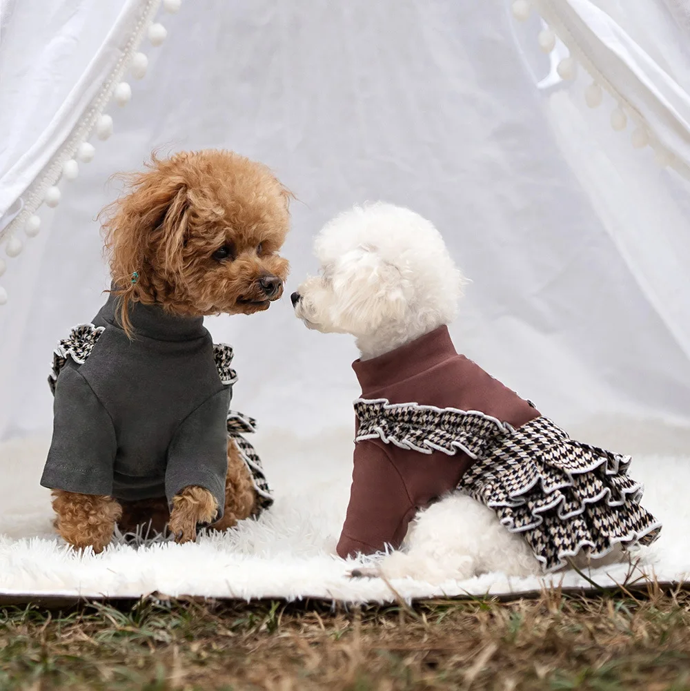 Vestido de diseño para perros pequeños y medianos, monos para cachorros, faldas con volantes de 3 capas, ropa de moda para chicas y mascotas, ropa Yorkie - imagen 3
