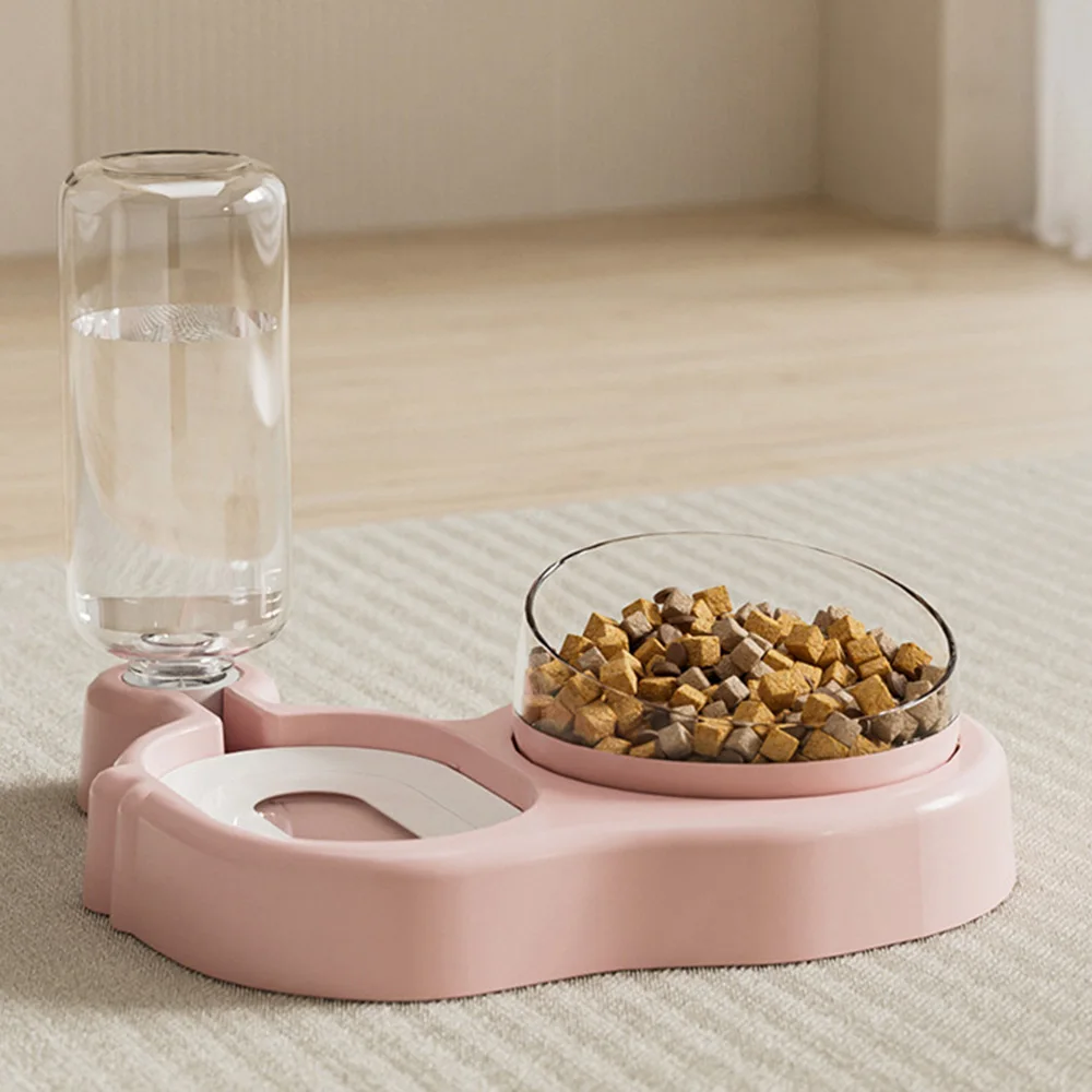 Juego de comedero automático para gatos y cuencos de agua, plato de comida para mascotas, cuenco para perros, bebedero antiderrames para gatos, suministros de alimentación todo en uno - imagen 2