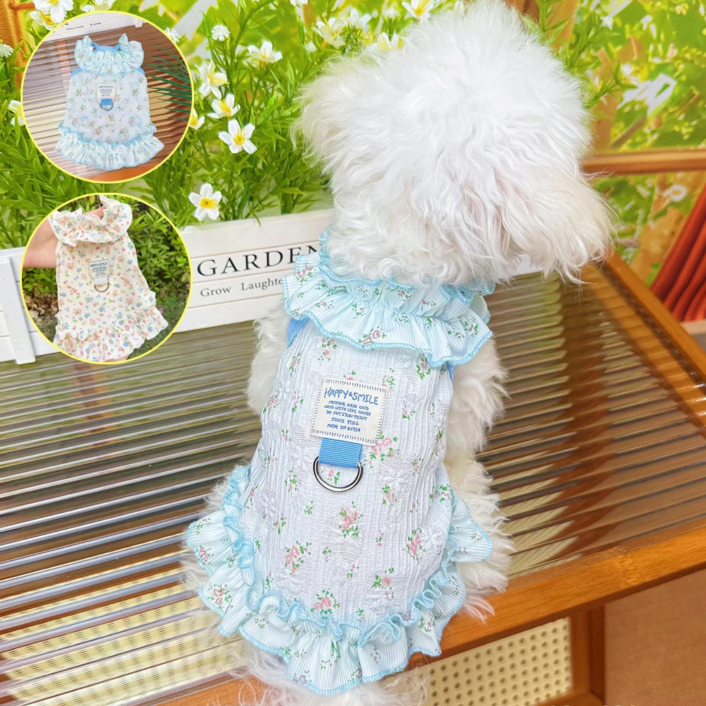Vestido de princesa floral halter para perro pequeño y gato – Verano - imagen 2