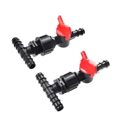 1 Juego de conector de lengüeta reductor en T divisor de manguera de jardín de 16mm y 1/2 "con válvula de grifo, accesorio de 3 vías para sistema de riego por goteo