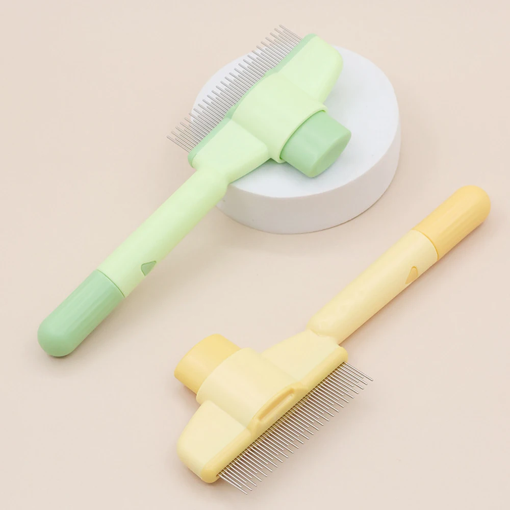 Herramienta De cuidado para mascotas, cepillo De desprendimiento con dientes largos y cortos de acero inoxidable para perros y gatos, peine para eliminar pulgas de pelo suelto, 1 ud. - imagen 5