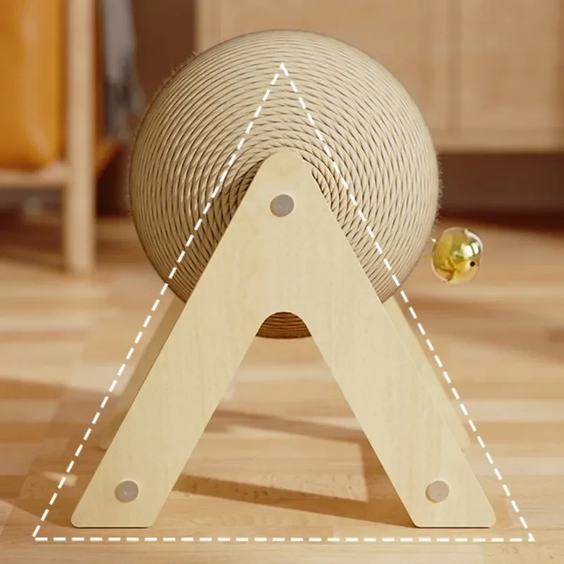 Rueda para gatos, bola rascadora de madera, rascador para gatos con campana, molinillo de garra, muebles para mascotas, Protector de sofá, accesorios para mascotas - imagen 4