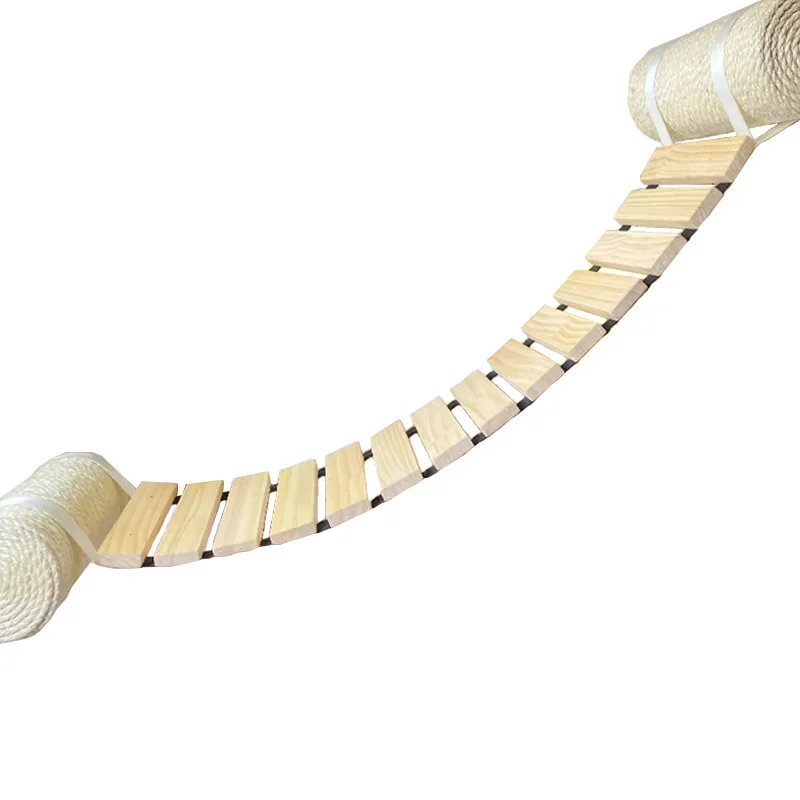 Escalera gatos montada pared - Vista principal del puente para rascar gatos con cuerda de sisal
