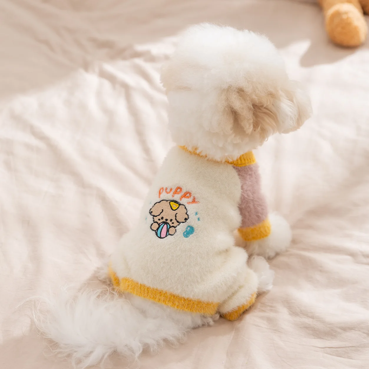 Otoño e Invierno mascota de felpa suéter cálido de cuatro patas mono para mascotas gato ropa para perros pequeños y medianos ropa para cachorros