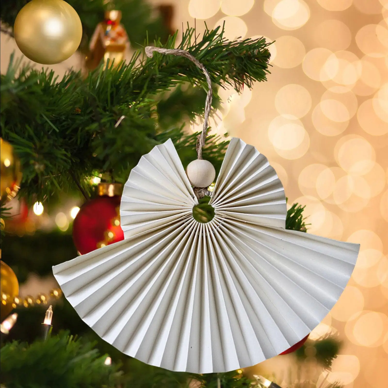 Linterna de panal de papel 3D, colgante de árbol de Navidad de pie, adornos reutilizables para decoración de la habitación del hogar de vacaciones - imagen 4