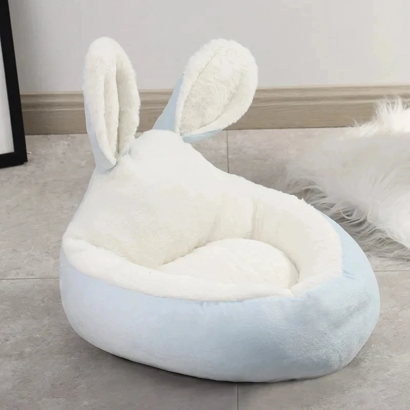 Cama bonita con Orejas de conejo para perros y gatos, estera cálida para invierno, cojín para perros, perrera peluda para cachorros, cama para dormir para gatos, artículos para nido para mascotas de animales pequeños y medianos - imagen 4