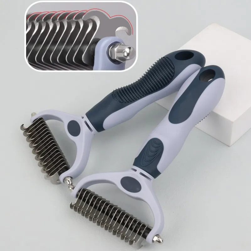 Peines de doble cara para perros, cepillo de aseo para mascotas, removedor de pelo de mascotas, peines anudados abiertos para gatos, limpieza de pelo, suministros para mascotas - imagen 2