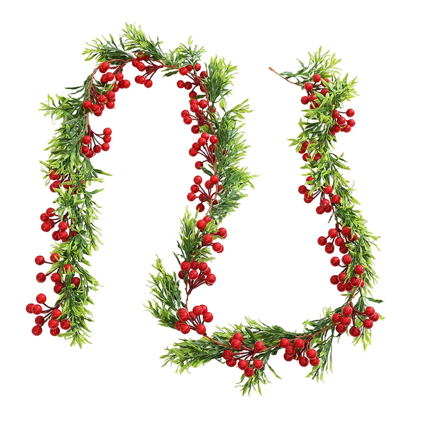 Red Garland Christmas Garland for Decoration Lifelike Front Door Hanging Decor for Garden Porch Party Stairs 6.4ft Long