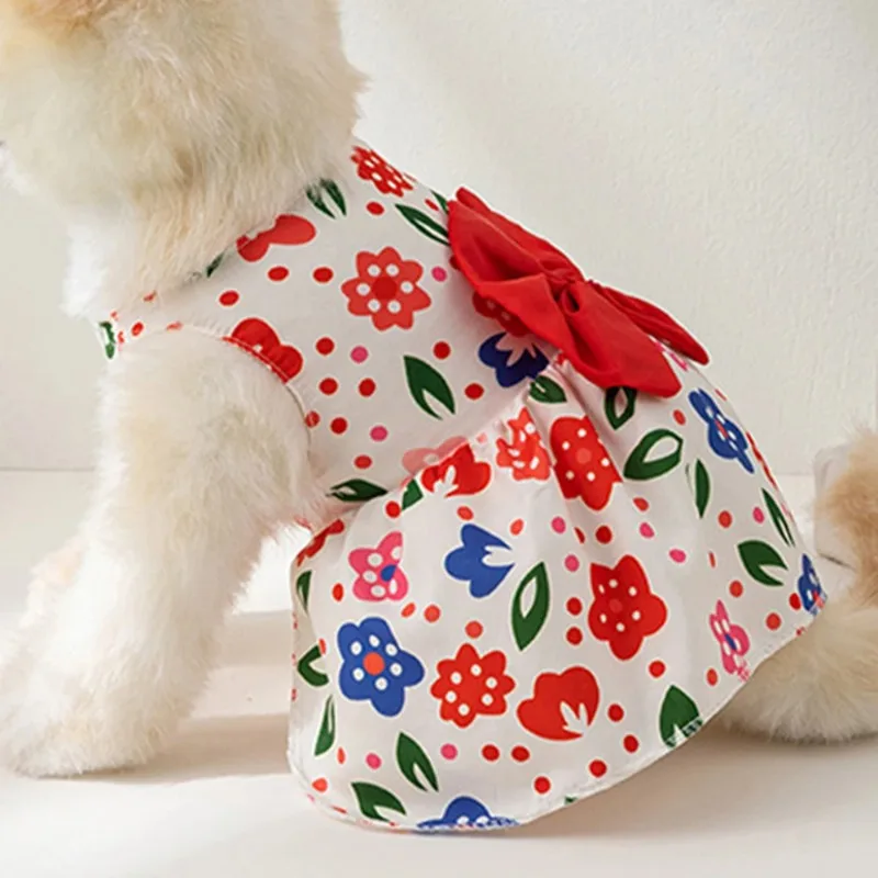 Vestidos para perros pequeños y niñas, vestidos florales para cachorros, vestido de princesa con lazo, trajes bonitos de verano, ropa para gatos