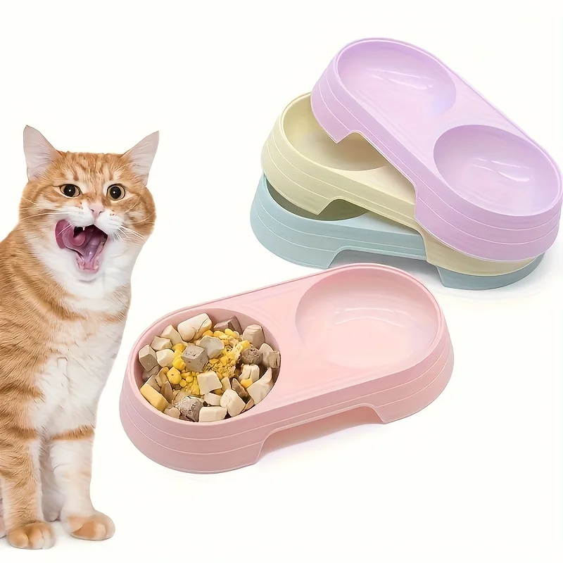 Juego de 4 piezas de cuencos para mascotas de color sólido de alta calidad, cuencos dobles de plástico ligero de color caramelo, cuencos para perros y gatos, juego de cuencos de alimentación para mascotas - imagen 5