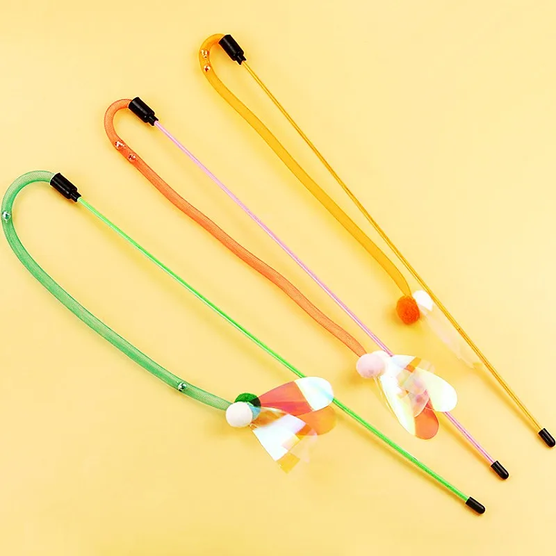 Juguete para gatos, palo de mariposa para gatos, red elástica, juguetes interactivos para gatos, pelota de lana resistente a mordeduras, juguetes para gatos, juguete para burlas con campana - imagen 3