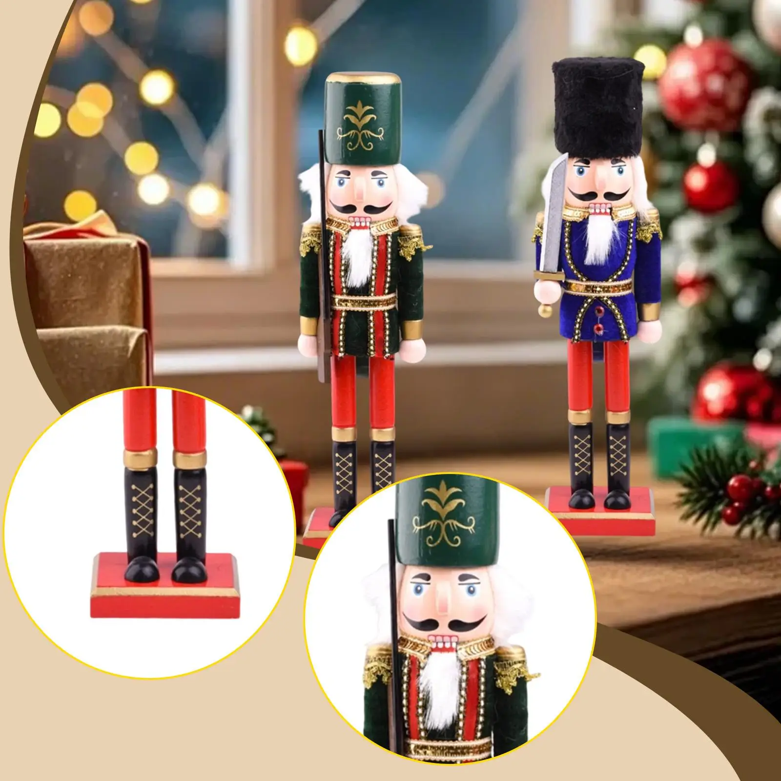Nutcracker Statue Wood Ornament Large Christmas Figurine Decorative Sculpture for Living Room and Office Nutcracker Statue Wood Ornament Large Christmas Figurine Decorative Sculpture for Living Room and Office