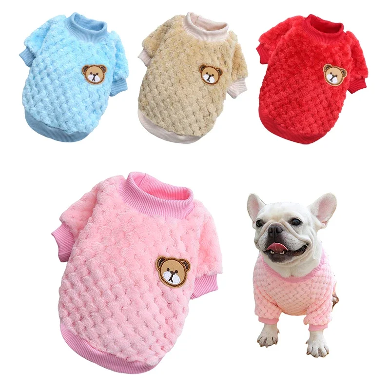 Ropa cálida de invierno para mascotas, jersey para cachorros y gatos pequeños, chaleco de lana suave para Chihuahua, disfraz de Bulldog Francés, chaqueta Yorkie Pug