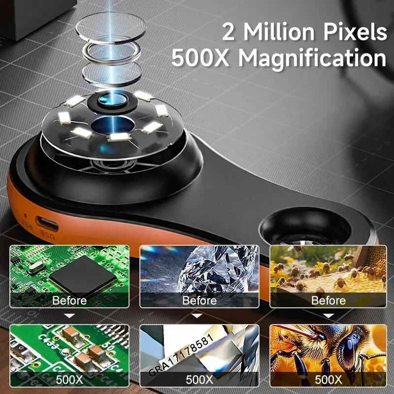 Lupa Digital IPS de 2,0 pulgadas, microscopio portátil HD de mano, lupa para reparación electrónica, herramientas de verificación de joyería - imagen 2