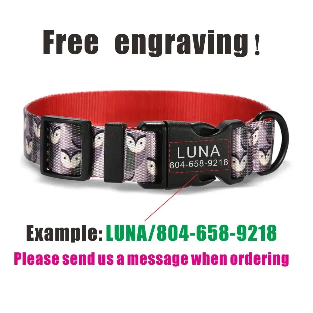 Collar de perro personalizado con grabado gratuito, correa para mascotas a juego, hebilla de contactos personalizados, Collar para mascotas de gato con búho - imagen 4