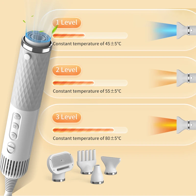 ROJECO-secador de pelo portátil 2 en 1 para mascotas, peine para el cuidado de perros y gatos, cepillo con pulverizador eléctrico de agua, vapor, soplador de agua silencioso para pelo de mascotas - imagen 5