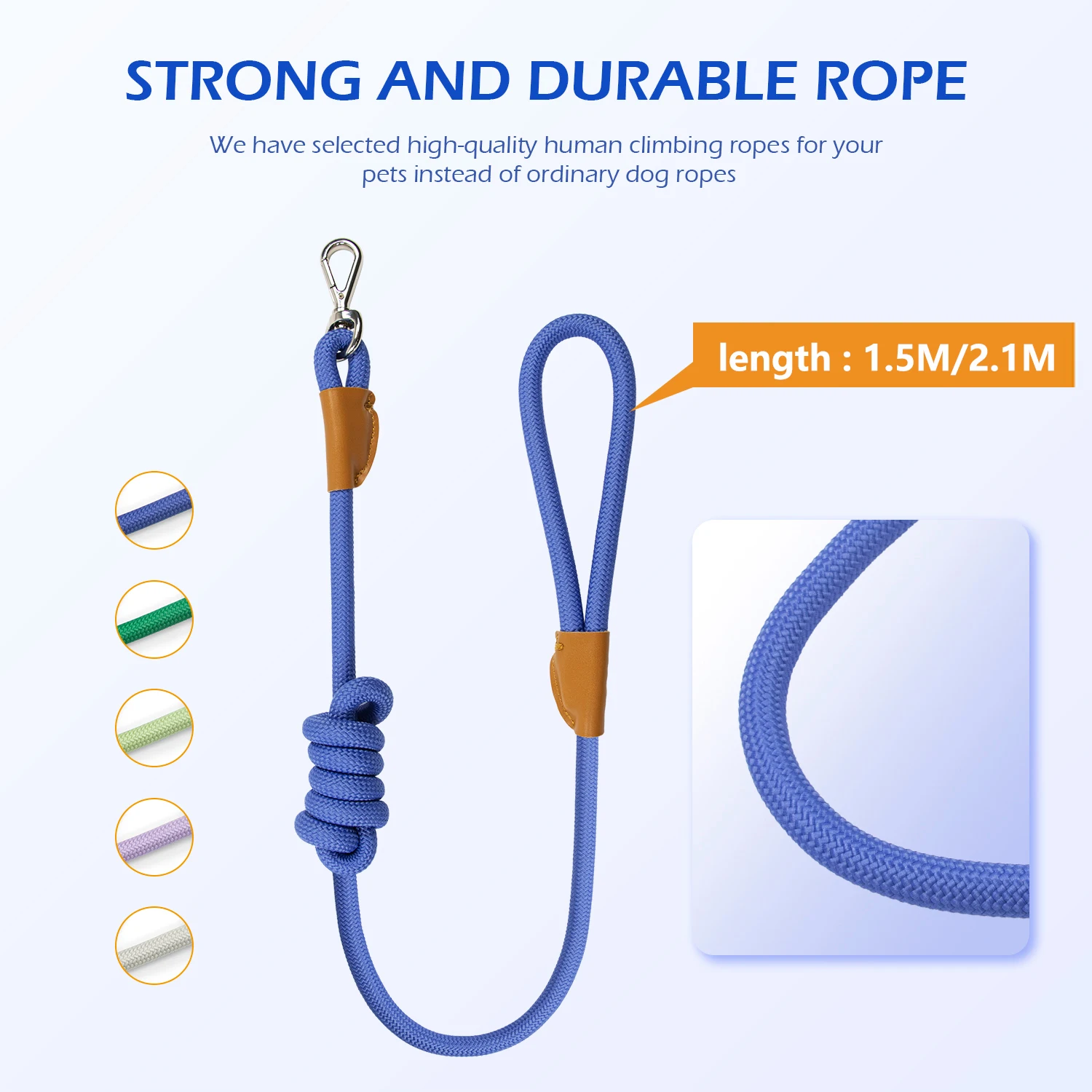 Correa para perros medianos y grandes de 1,5 M y 2,1 M, tipo fácil y práctico, correa de entrenamiento para perros grandes - imagen 2