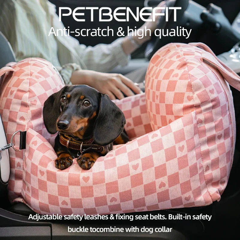 Asiento de coche portátil para perros y mascotas, portadores antideslizantes con Control Central, caja de reposabrazos segura para coche, perrera elevadora para perros pequeños y gatos, viaje