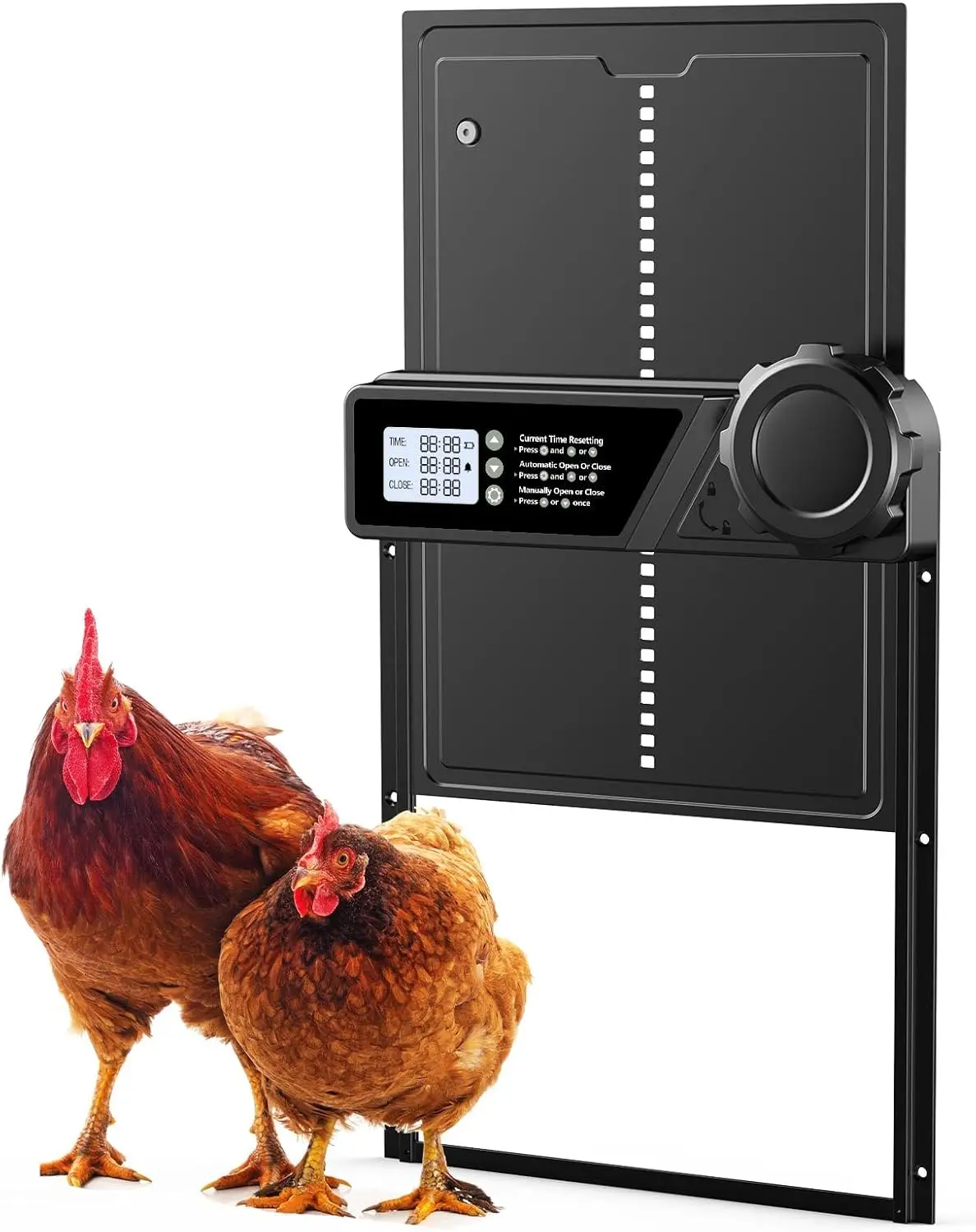 Puerta automática antisalida para gallinero con temporizador LCD - imagen 4