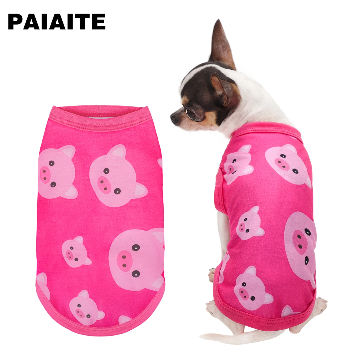 Adorable camisa con estampado de cabeza de cerdo para perro, tejido que absorbe la humedad, transpirable y cómodo, para perros pequeños, medianos y grandes - imagen 4