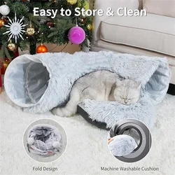 Túnel interior para gatos con cojín lavable y plegable