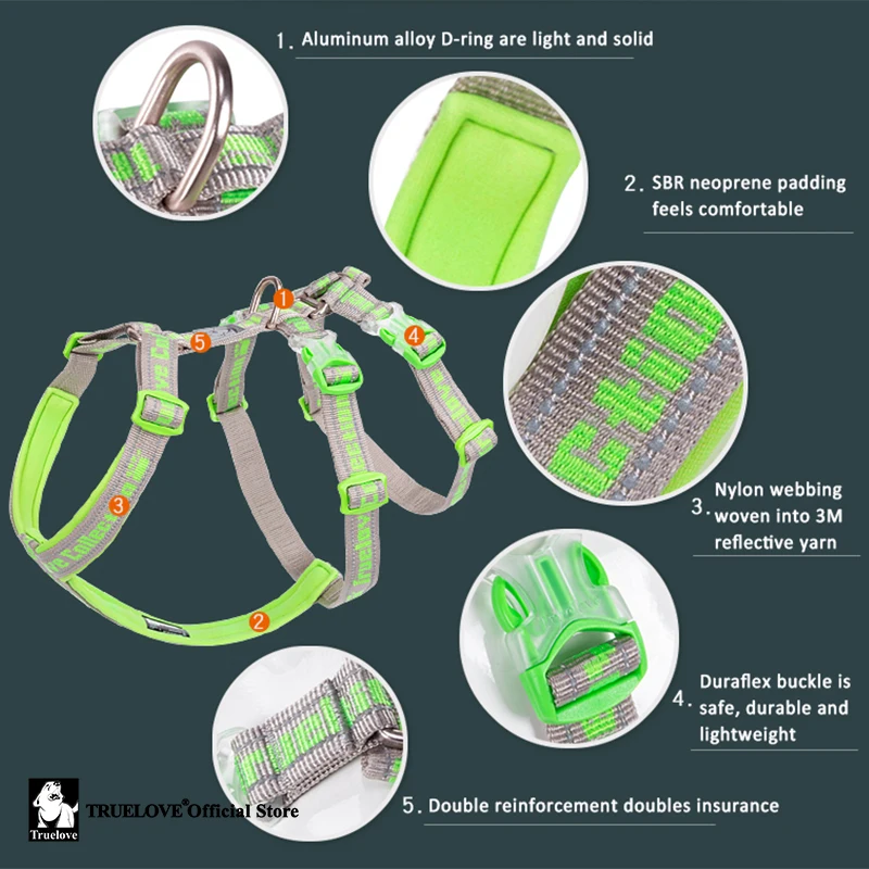 Truelove-arnés doble H, acolchado de neopreno, duradero, reflectante fuerte, ajuste de aleación de aluminio en la oscuridad, peso ligero TLH6571 - imagen 5